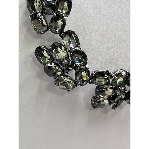 J. Crew Vintage Faceted Gray Rhinestones Chunky Chain Statement Neckace - Picture 3 of 15